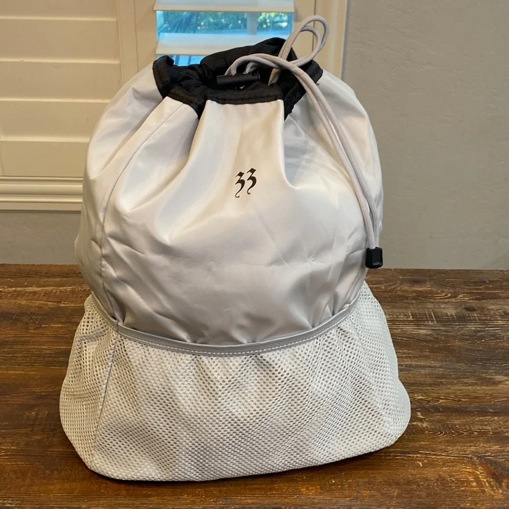 33 - Drawstring Silver Backpack for Women Lightweight with Large Capacity